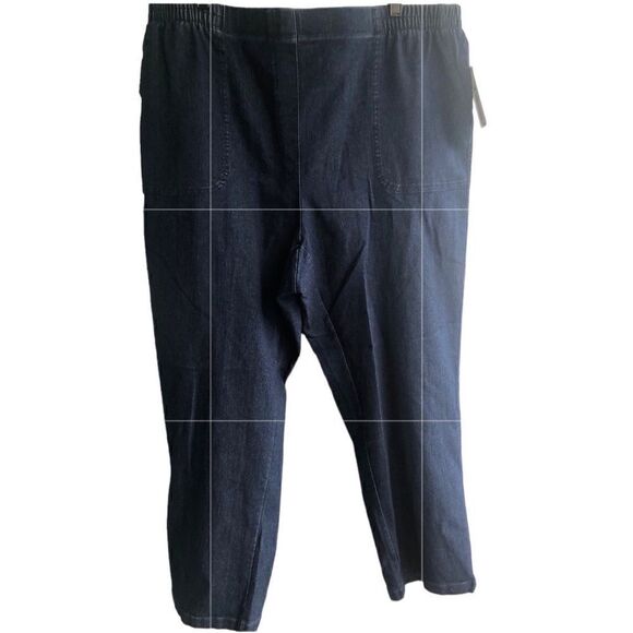 NWT Allison Daley Women’s Blue Denim Pants 4 Pockets Comfy Elastic Waist… - Picture 1 of 4